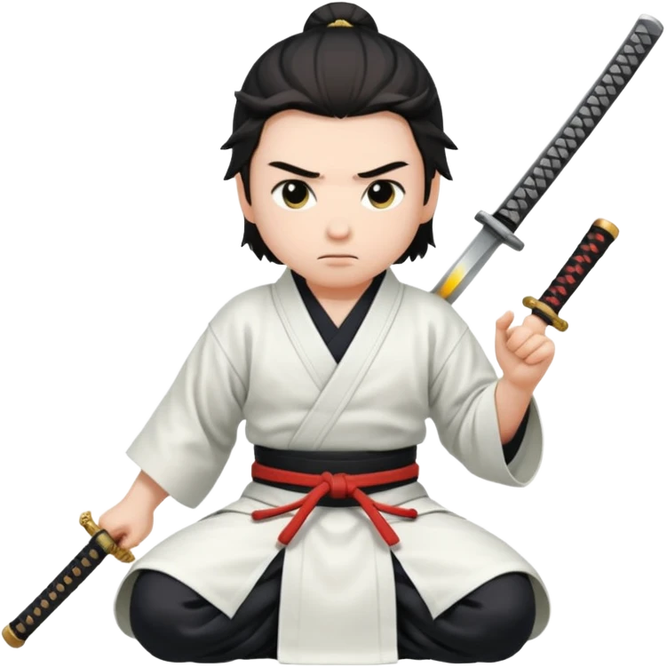kneeling samurai in white robes emoji