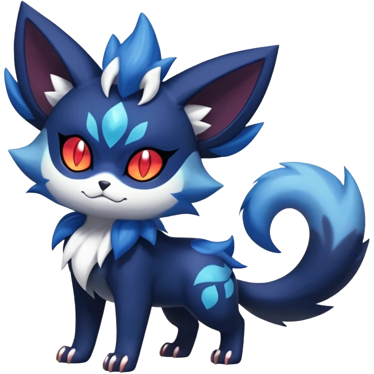 Shiny Evil mExotic Badass Colorful Ethereal Royal Mysterious Gothic Meowstic-Zorua-Litten-Noibat-Pokémon-Fakémon-hybrid-creature (full body) with random pattern-markings emoji