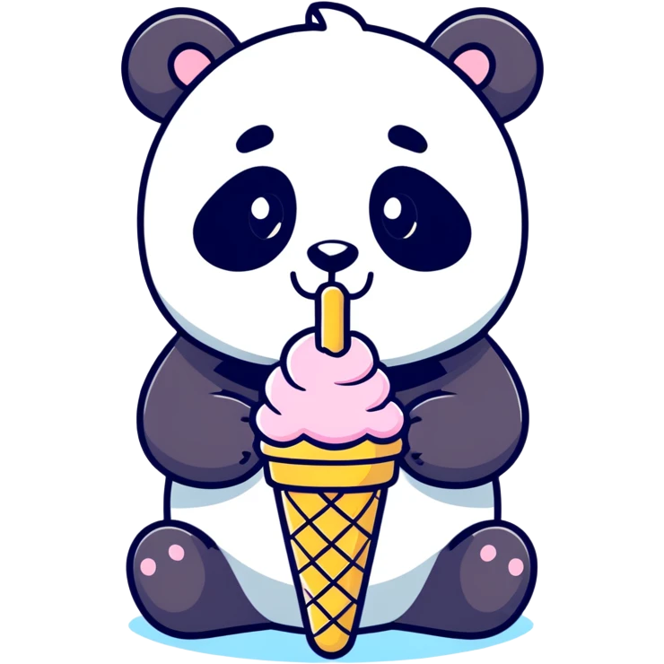 Panda eating ice cream emoji