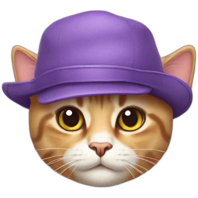 violet colored cat in a cap emoji