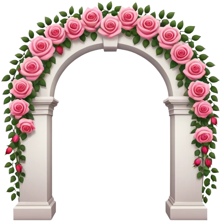White tall archway with romantic pink and red flowers  emoji