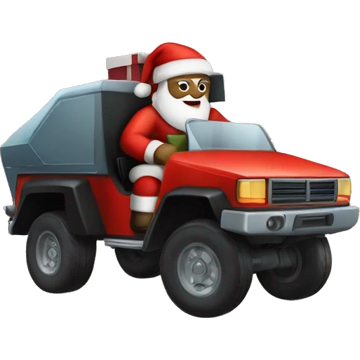 santa claus riding a cybertruck emoji