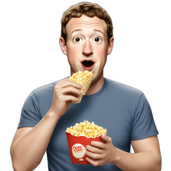 Mark Zuckerberg eating pop corn emoji