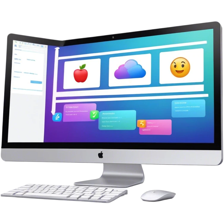 Create an emoji for animation and motion design. Show a computer monitor displaying the animation creation process, with a timeline, keyframes, and motion effects. Use modern, vibrant colors. No emojis or smiley faces. Transparent background. emoji