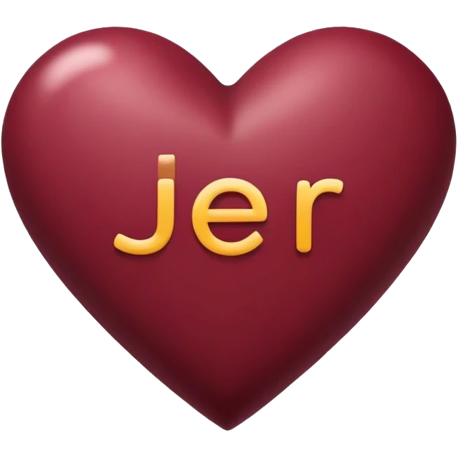 Burgundy heart with the letters Jer in the middle  emoji