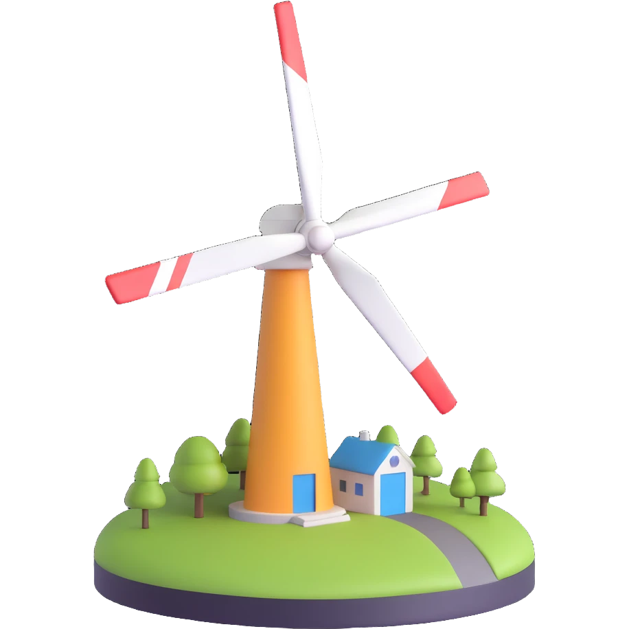 wind turbine emoji, symbolizing renewable energy and environmental care, modern emoji style emoji