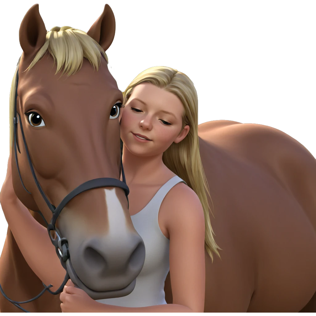 dreaming girl with a horse emoji