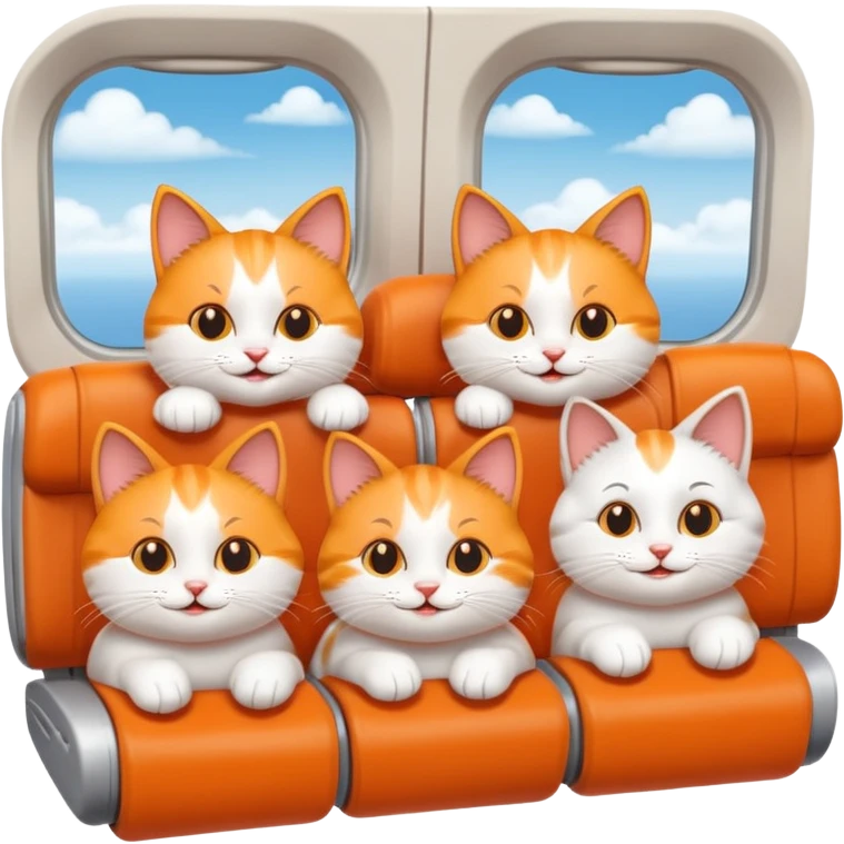4 happy cats on an airplane emoji