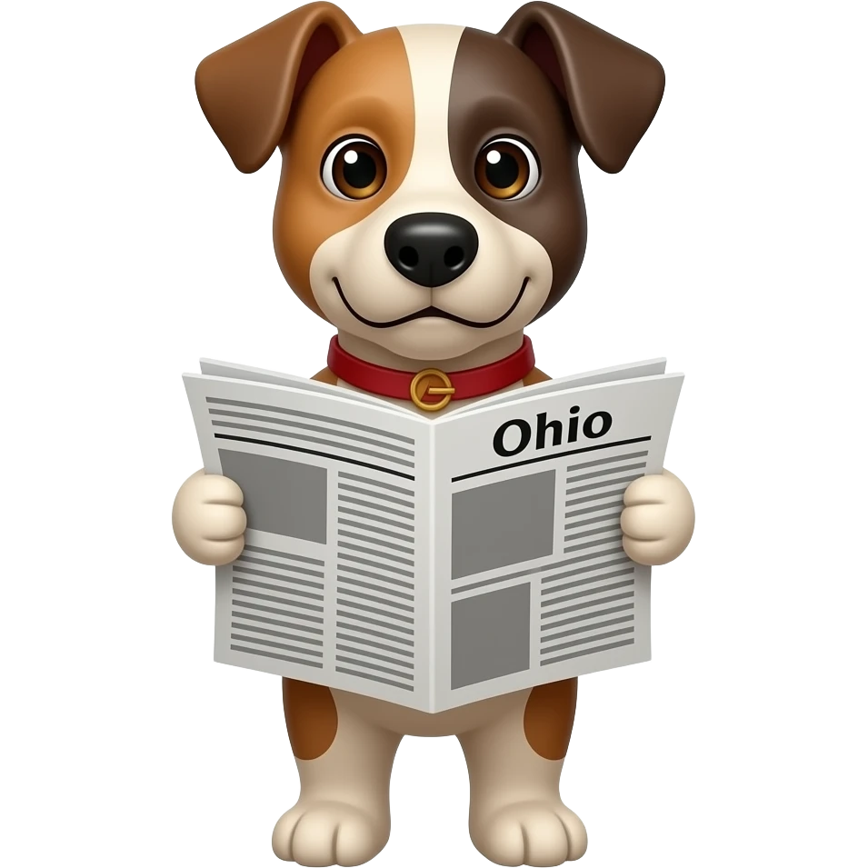 dog with newspaper that says Ohio emoji