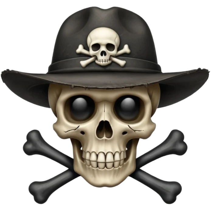 A skull and crossbones wearing a hat like vampire hunter D. emoji