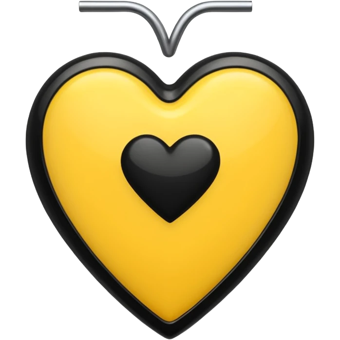 Fusiona un corazón de iPhone de color amarilla con color negro otro como el tercero pero sin el rabo de arriba emoji