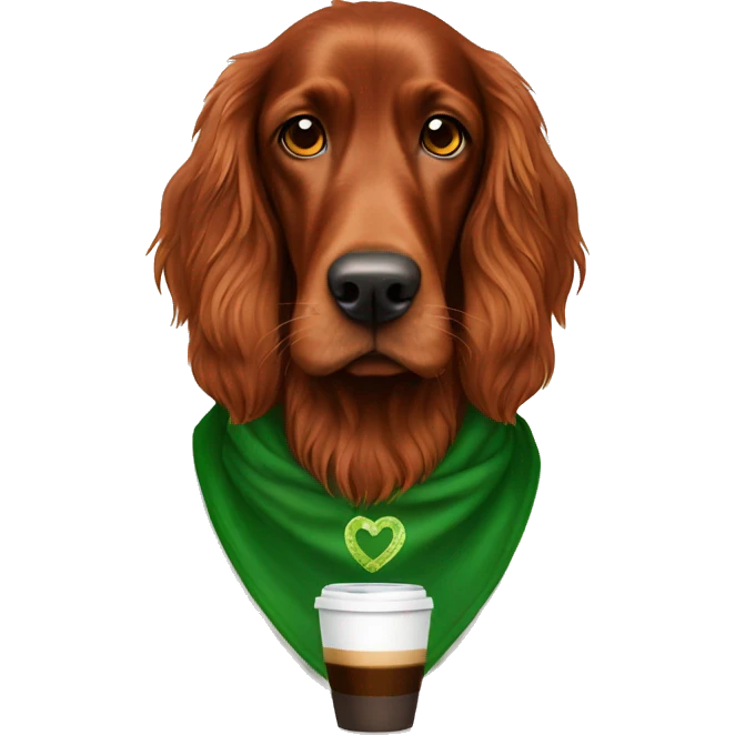 Irish setter with coffee emoji