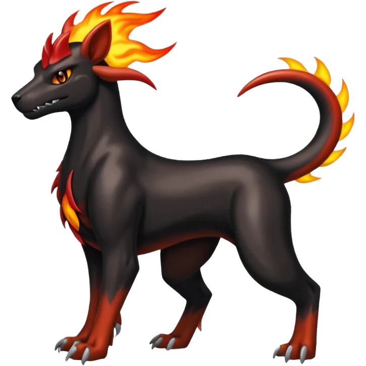 Badass cool shiny Houndoom-Charmeleon-Fakémon-hybrid-creature (full body)  emoji