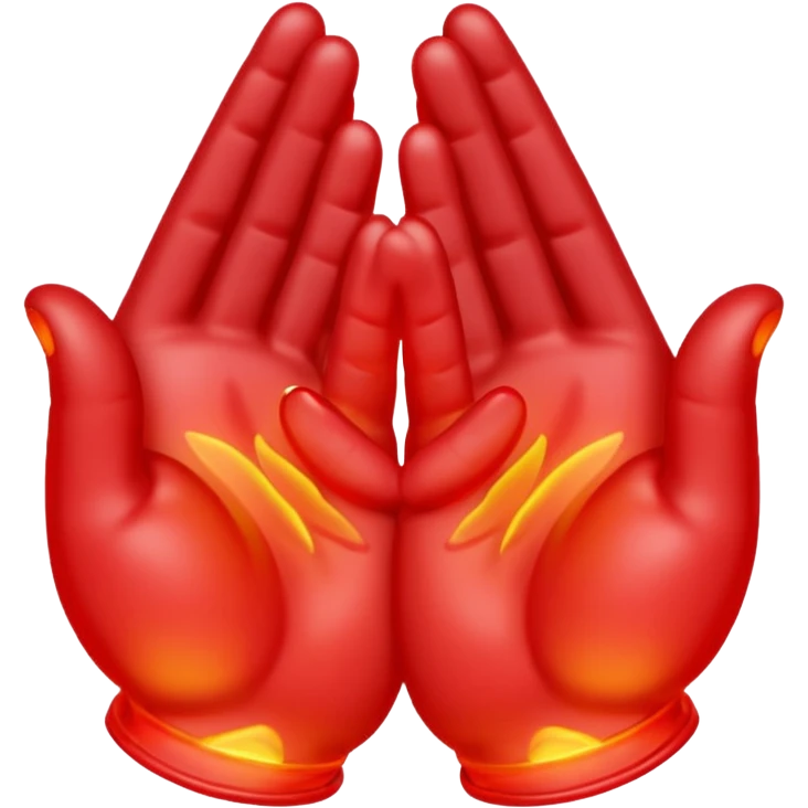 red praying hands with glow emoji