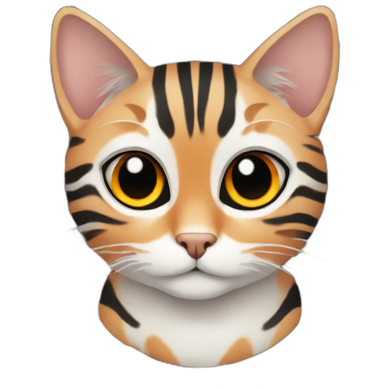 striped cat with orange black and white color emoji