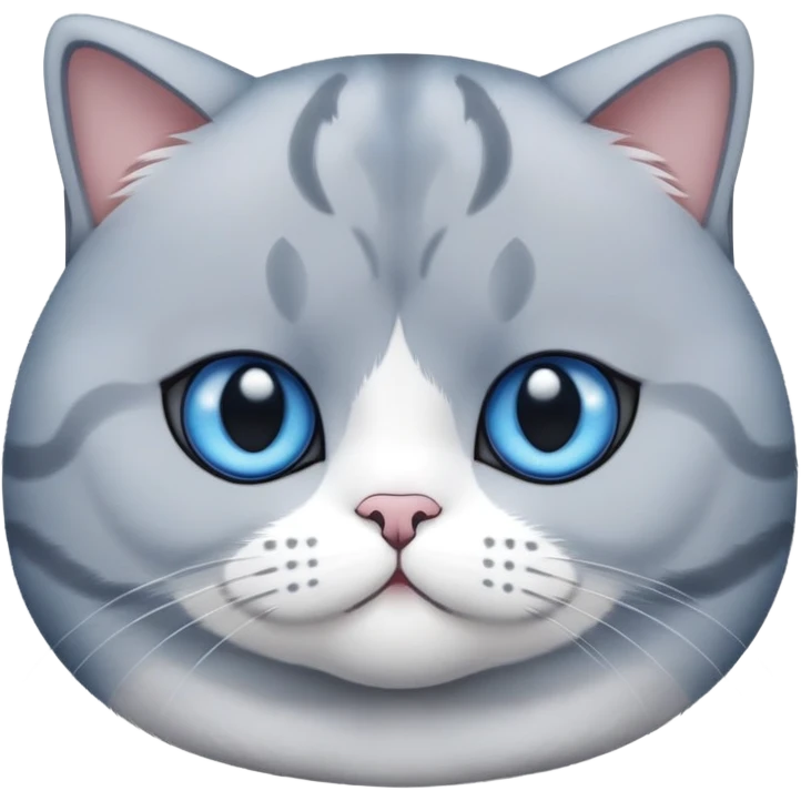 British shorthair blue and white cat with round face and plush fur emoji