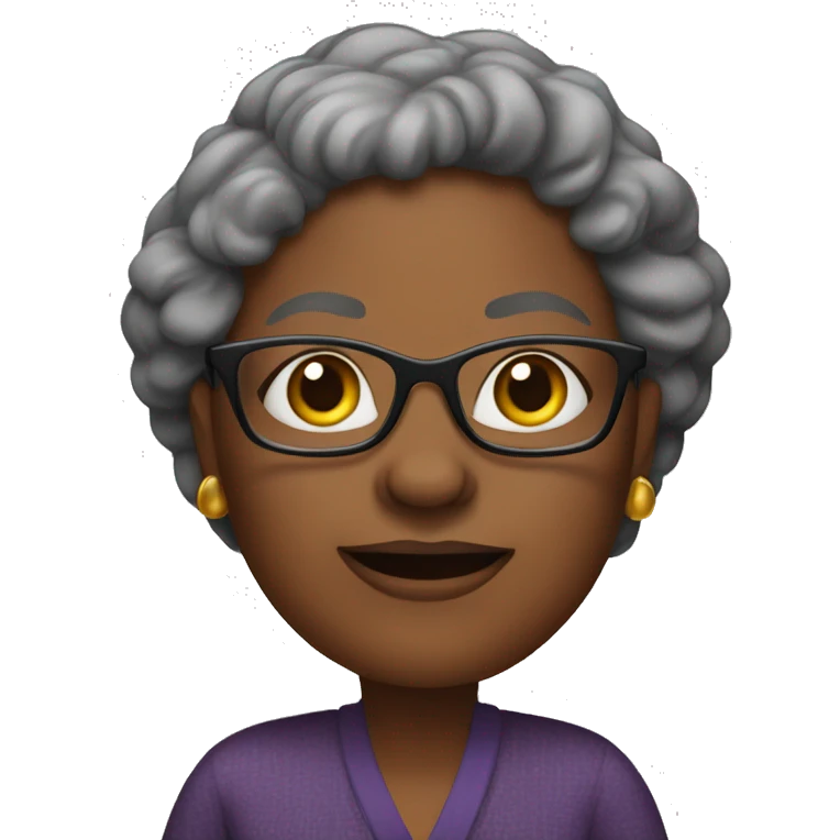 A black older women about 50 years old  wearing glasses  emoji