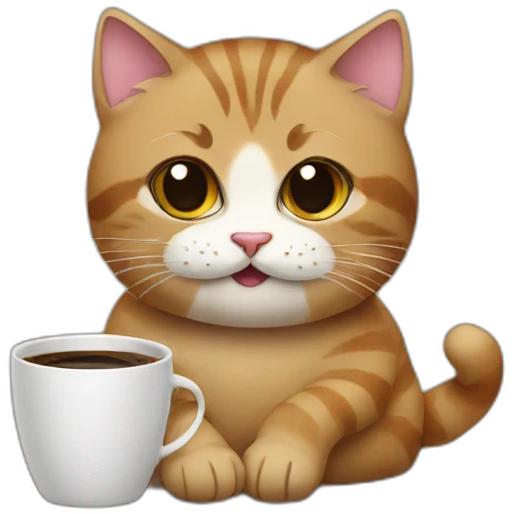 Cat with coffee emoji