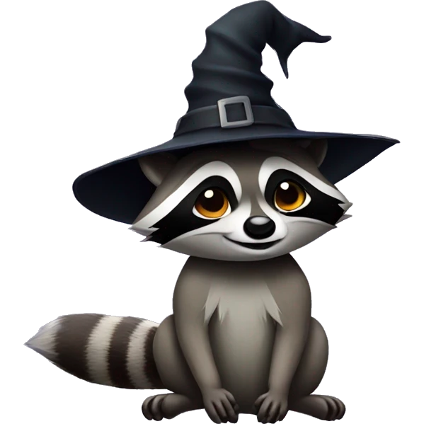 Raccoon with a witch hat on  emoji