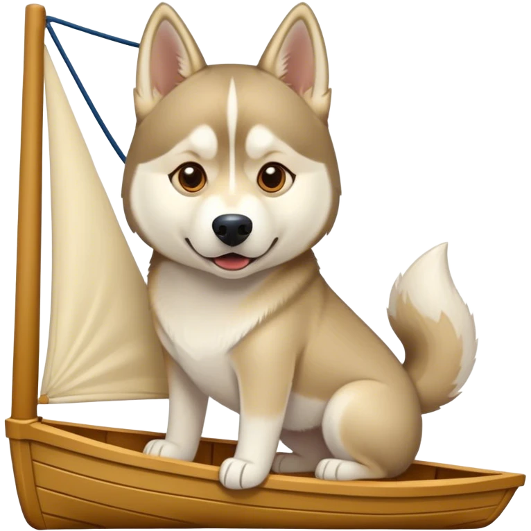 Un Husky beige dorée sur un voilier  emoji