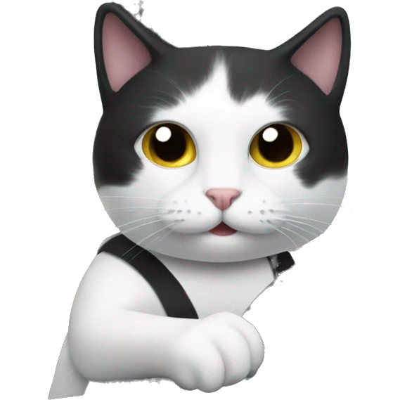 Black and white cat driving a car  emoji