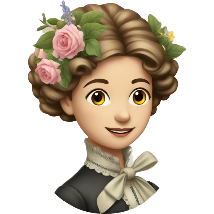young victorian lady with flowers emoji