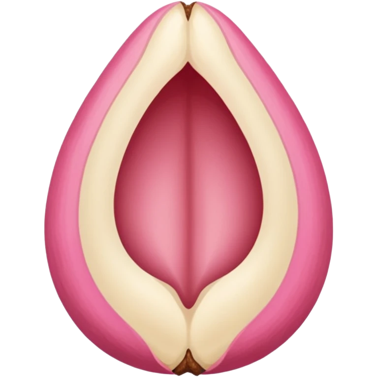 beigey pink vulva appearing moist, round pink clitoris at the top, no face, make it narrow and slim, like an almond shape, vertical line in the middle  emoji