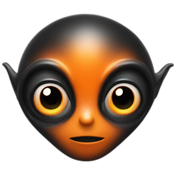 alien face black with big eyes orange details emoji