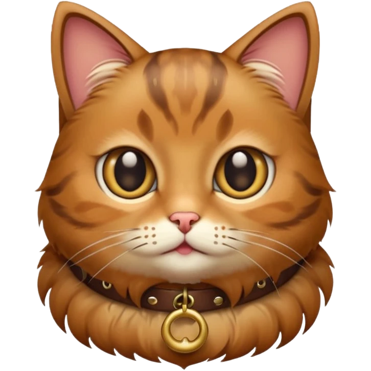cat with bell coller brown cute big eyes emoji