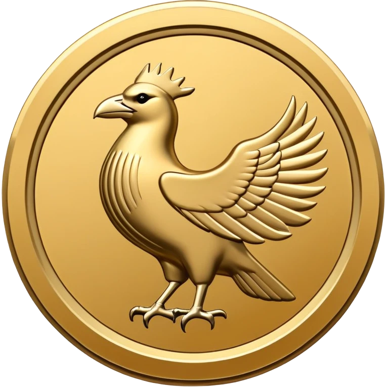 flat minimalist icon of a circle with ridges like a coin with a rook in it emoji