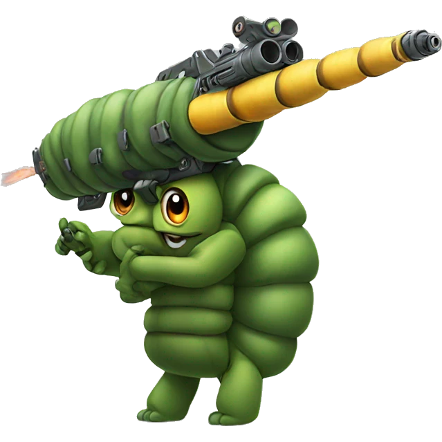 caterpillar with a gun emoji