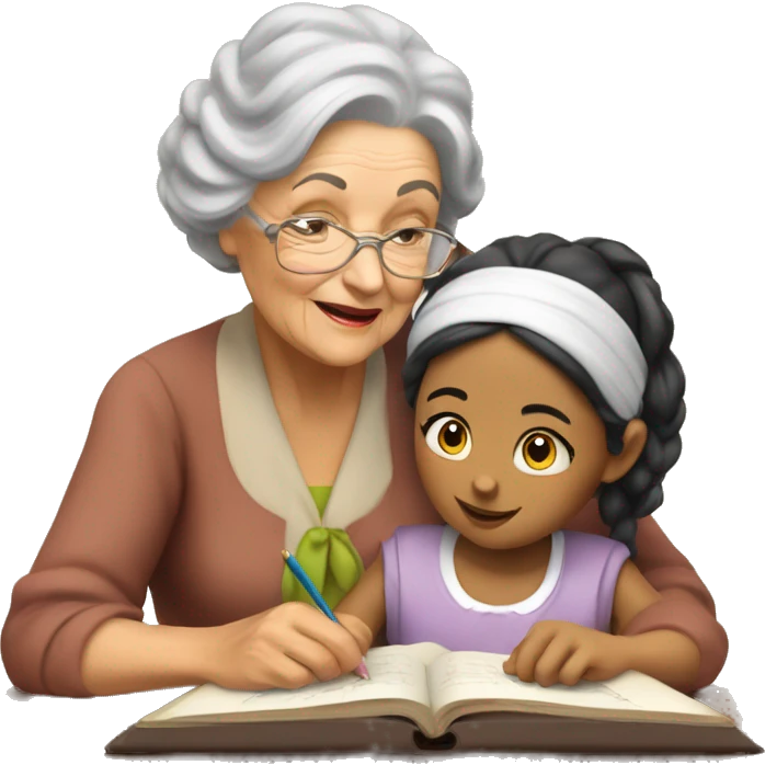 grandma tutoring little gypsy girl emoji