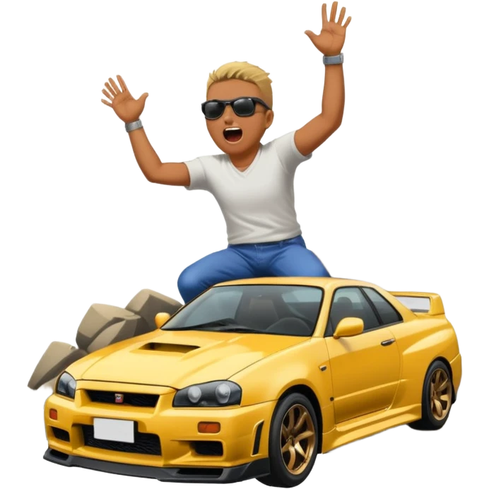 Nissan Skyline R34 Gtr Fall in CLIFF Man screaming  emoji
