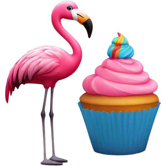 Pink flamingo with a cupcake emoji