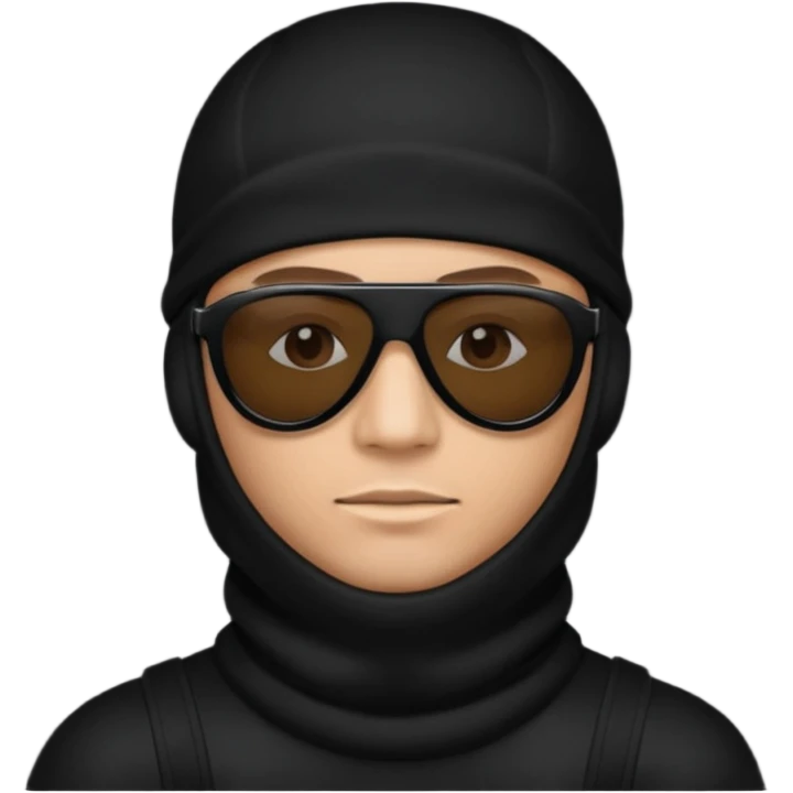 man in black balaclava and black sunglasses emoji