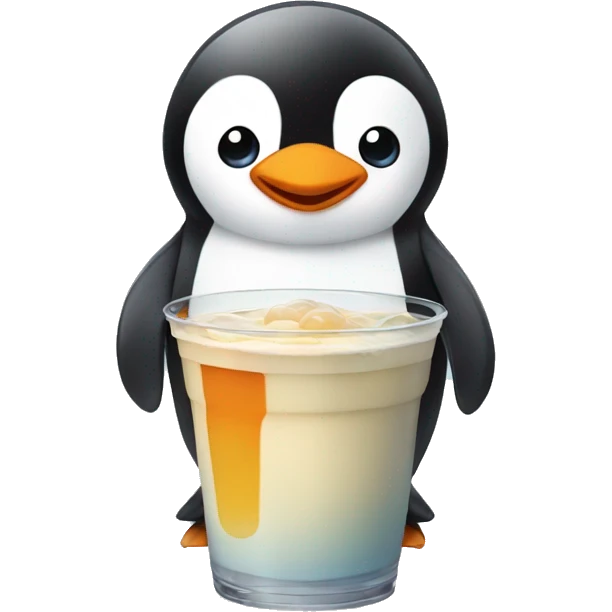 penguin drinking boba emoji