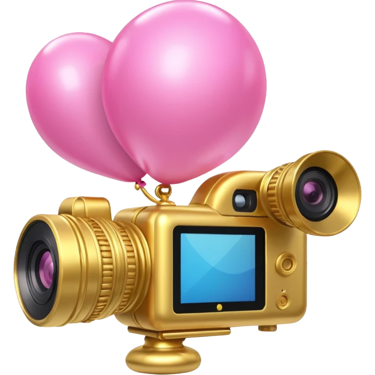 gold rococo pink inflatable puffy balloon camcorder emoji