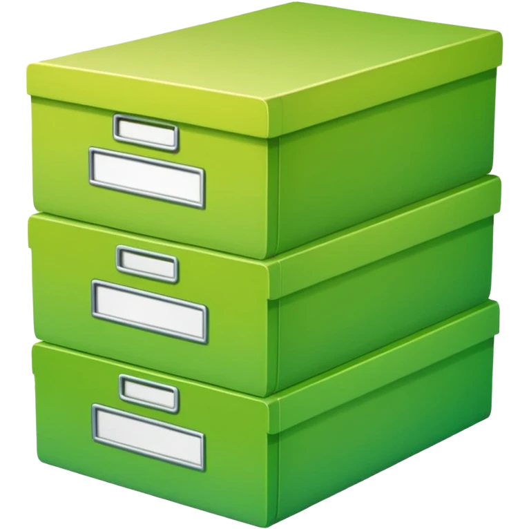 A stack of files from a box, with a gradient in the form of an acid green color. in the style of Airbnb emoji