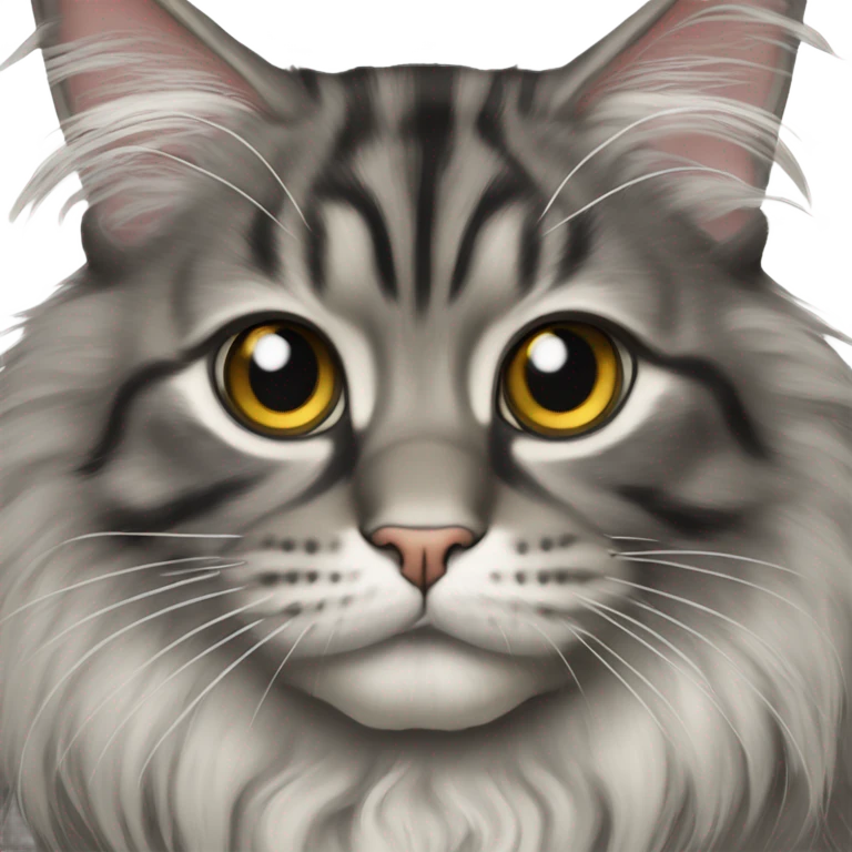 Maine coon cat tabby grey and black  emoji