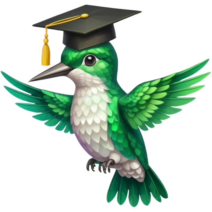 Un colibri con birrete de graduación  emoji