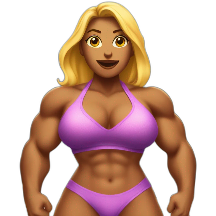 Giant Muscular woman bikini in a city emoji