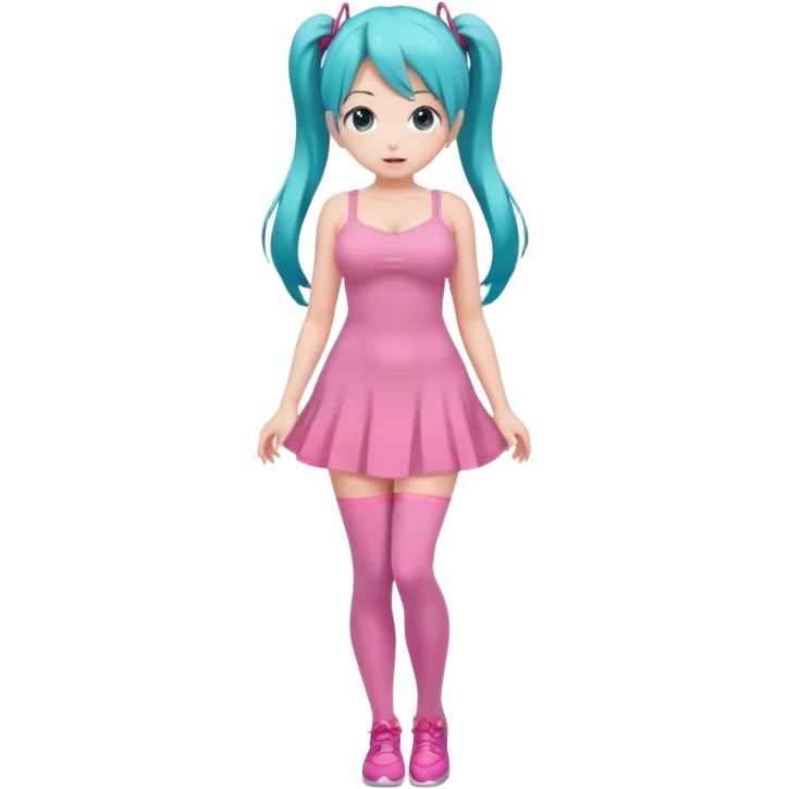 Miku big boobs pink dress and leggings emoji