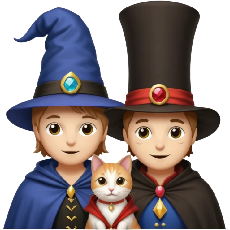 magician couple and their pet cat emoji