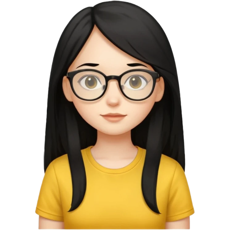Nails cute with hello kitty wear glasses black long  hair wear, yellow shirt for circle profile picture emoji