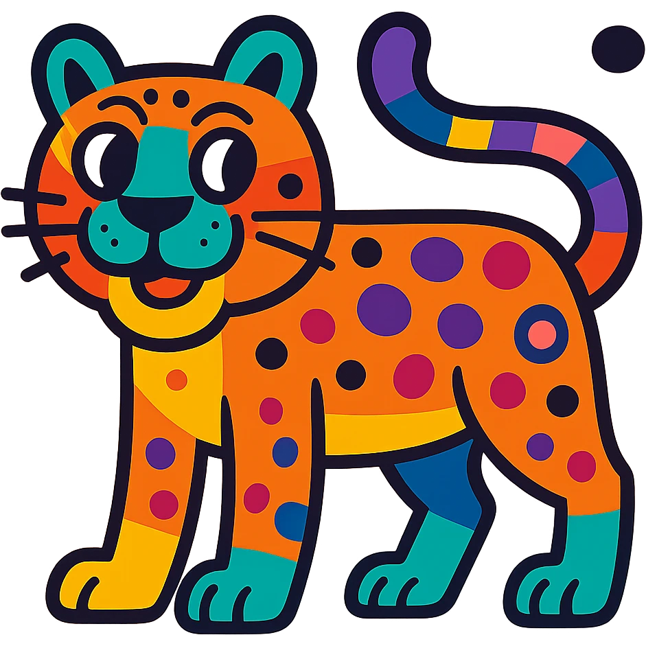 jaguar, colorful and playful emoji