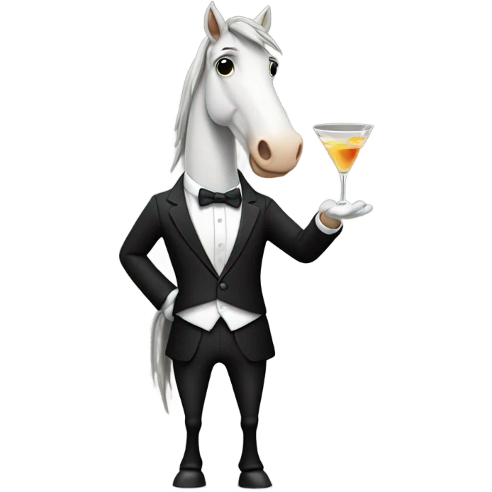 Horse wearing a suit and tie with a martini emoji