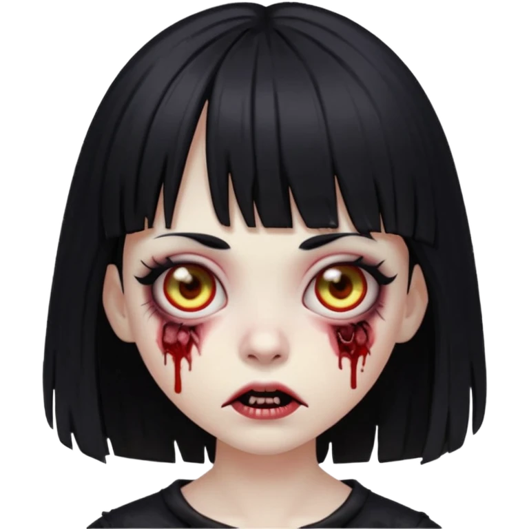 garota zombie com cabelo preto de franja e olhos puxados gótica emoji generator emoji