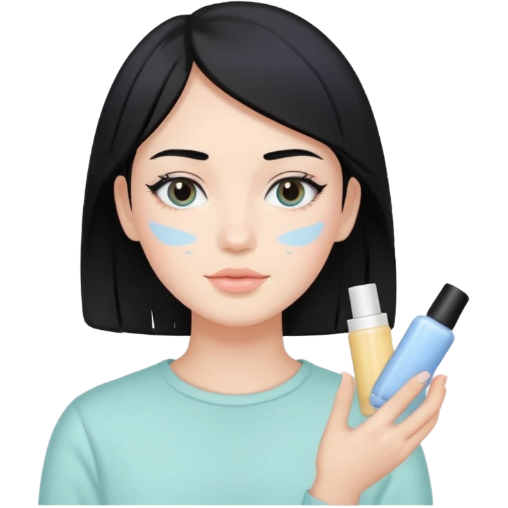 cute black hair pastel colors skin care emoji