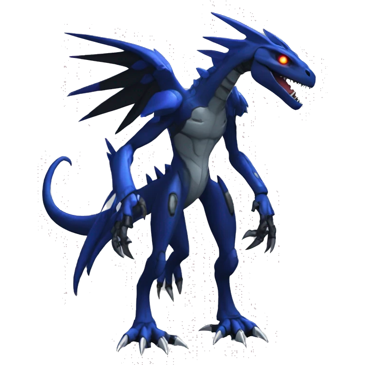  Cool Edgy Black Blue Digimon-Fakemon-Guilmon-Velociraptor-Dragon-Mecha full body emoji