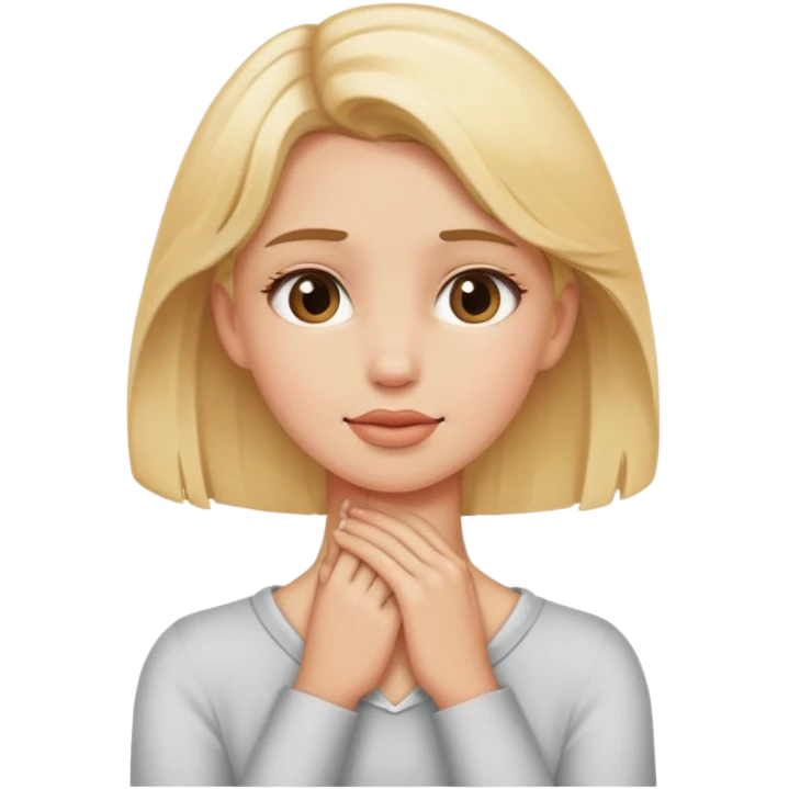 Blonde girl holding their neck madly emoji